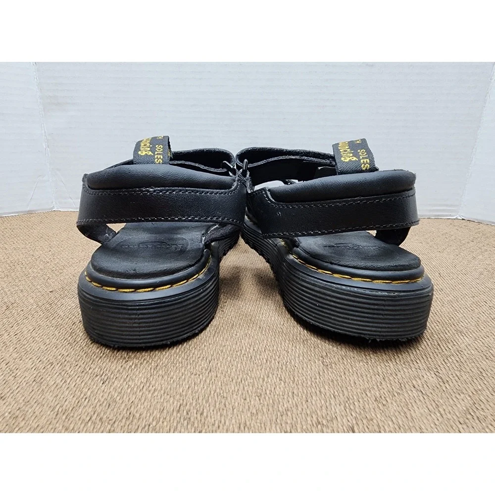 Dr Martens Kids Vossie J Black Leather Chunky Sandals Size 4 US SoftWair